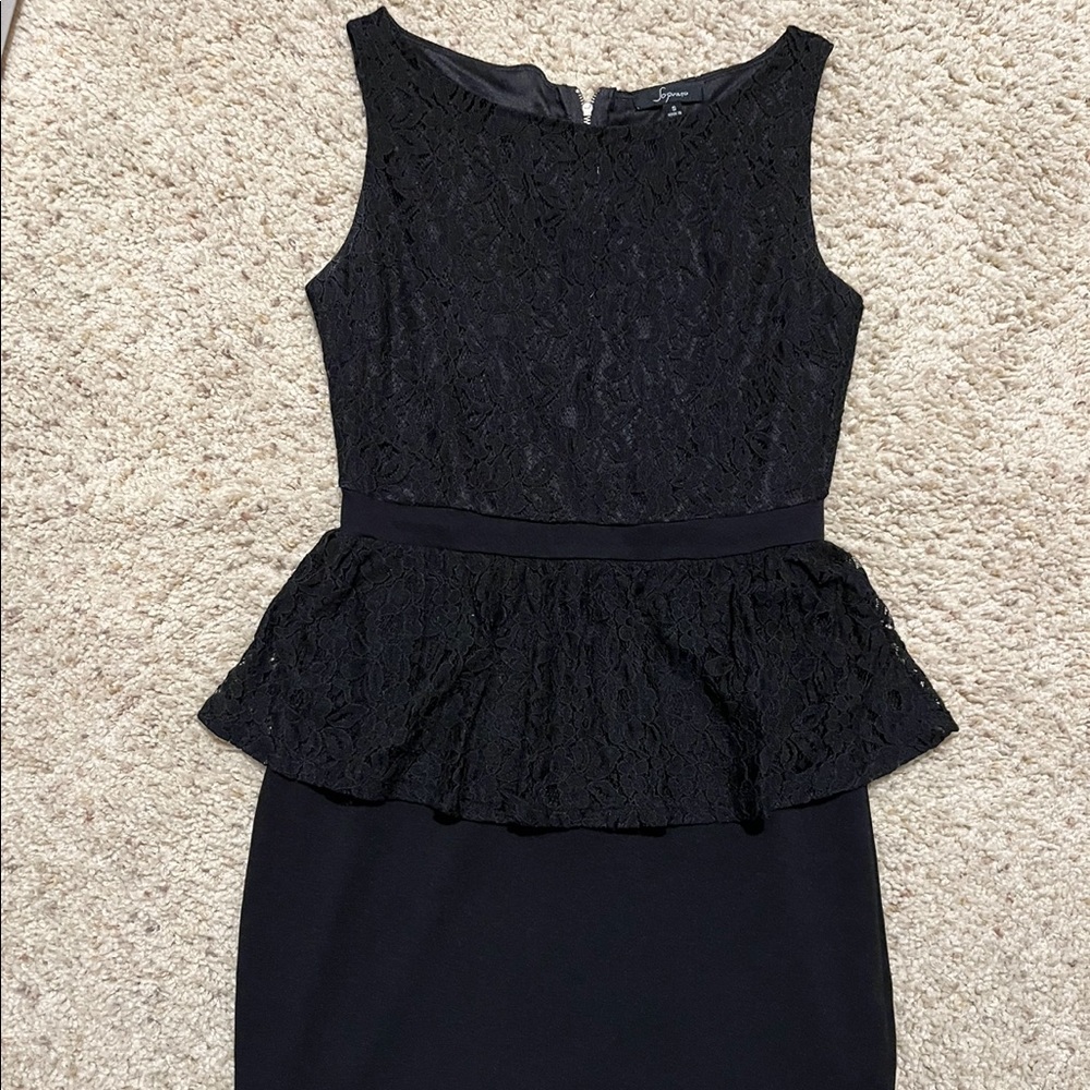 Soprano Black Lace Peplum mini dress